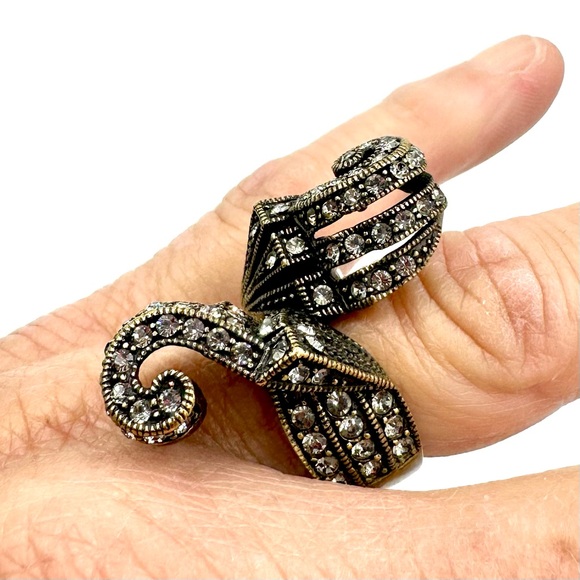 VINTAGE HEIDI DAUS RING SIMPLY SOPHISTICATED PAVE CRYSTALS BY-PASS Sz 7 - Picture 6 of 8